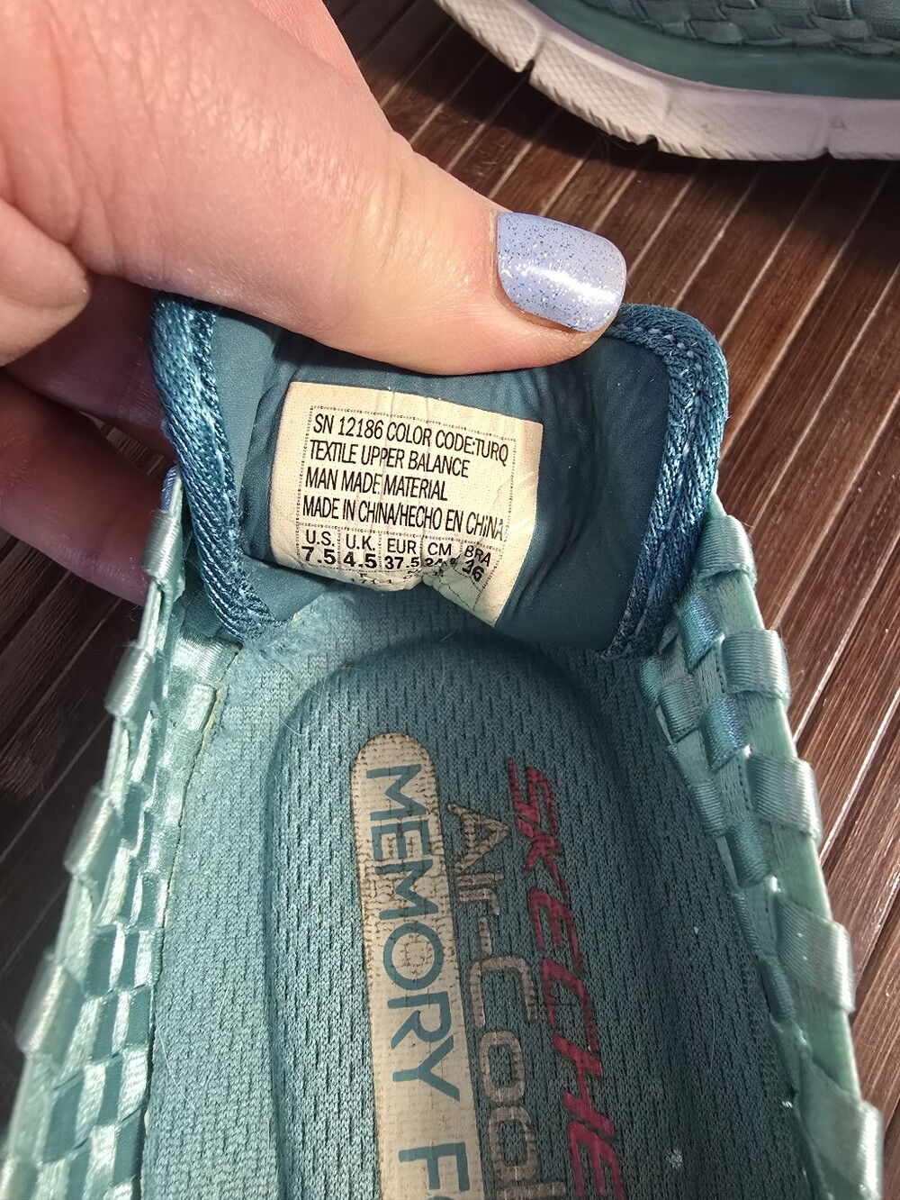 Skechers Teal Woven Slip-On Memory Foam Shoe - Picture 4 of 4